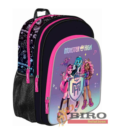 Ghiozdan St.Majewski Monster High 38cm 3 compartimente negru cu mov B6 / 661389